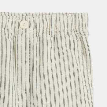 شورت برمودا مقلم من الكتان للأولاد، اللون بيج